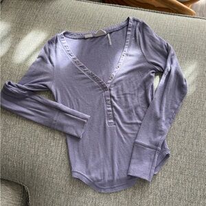 Urban Outfitters Lilac Long Sleeve V-Neck Top